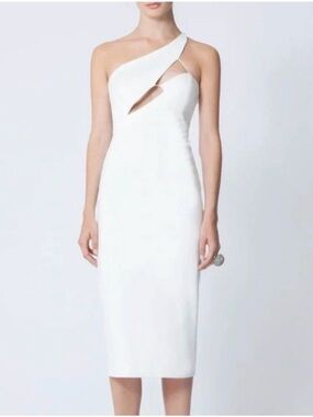 AQ/AQ Pembroke Asymmetrical Cut-Out Midi Sheath Dress